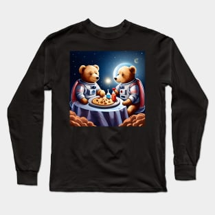 Two Teddy's in space suits having a romantic dinner on the Moon Long Sleeve T-Shirt